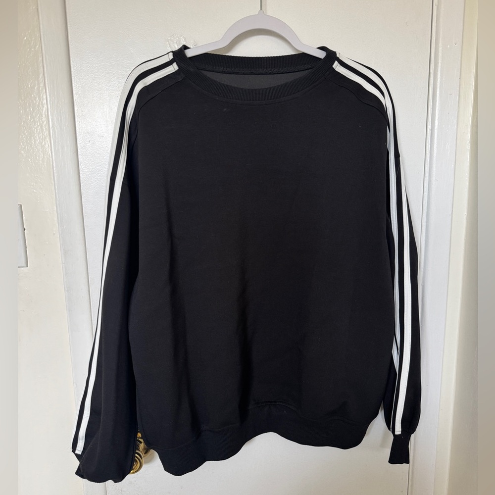 Black and White Striped Sweater. Size Large.